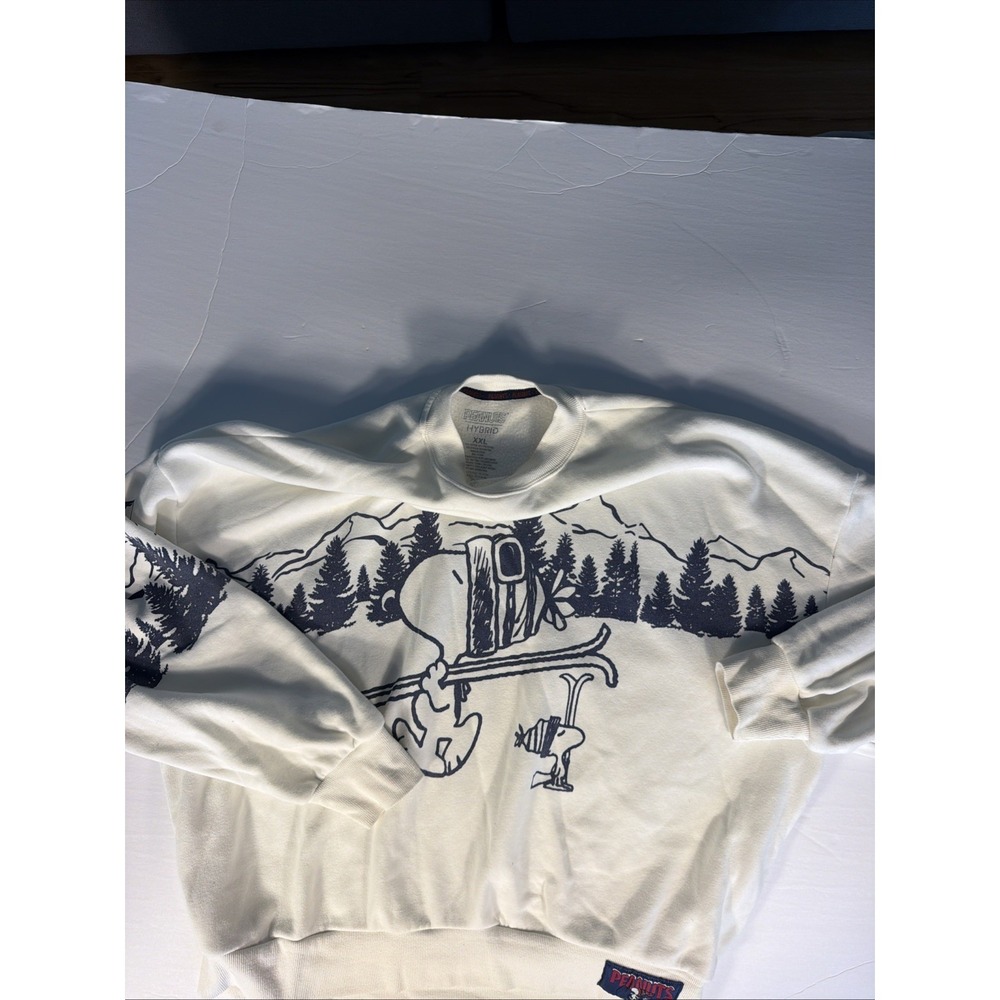 Peanuts Hybrid Snoopy Graphic Crewneck Pullover Fleece Sweatshirt White Men Xxl